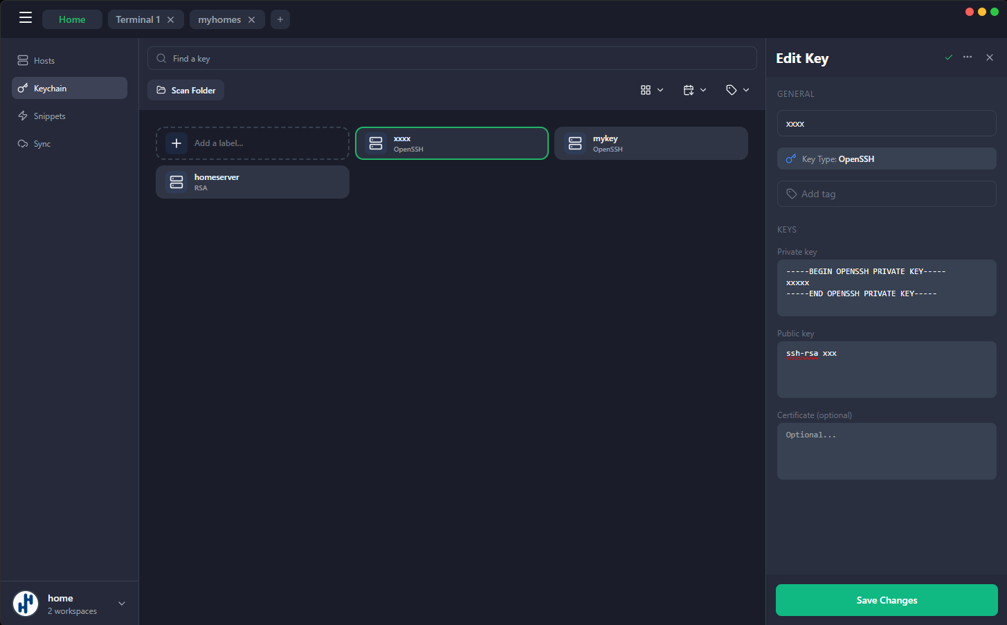 SSH keychain management